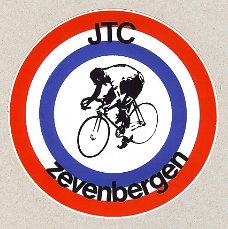 Sticker van wielerclub JTC uit Zevenbergen
