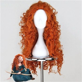 Disney prinses Merida pruik rood lang haar met volle krullen - 1