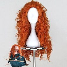 Disney prinses Merida pruik rood lang haar met volle krullen