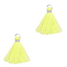 Kwastje Ibiza style 1.5cm Silver-sunshine yellow