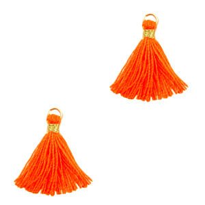 Kwastje Ibiza style 1.5cm Gold-neon orange - 1