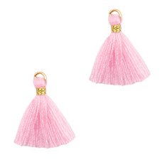 Kwastje Ibiza style 1.5cm Gold-light pink