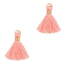 Kwastje Ibiza style 1.5cm Gold-burnt coral pink