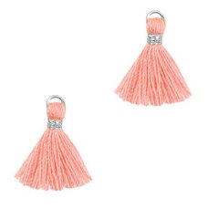 Kwastje Ibiza style 1.5cm Silver-burnt coral pink