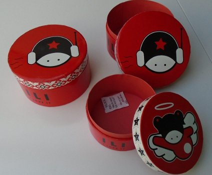 OPBERGDOOS, CADEAU DOOS ILI-I-LOVE-IT 2 DLG SET ROND ROOD NIEUW - 1