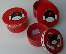 OPBERGDOOS, CADEAU DOOS ILI-I-LOVE-IT 2 DLG SET ROND ROOD NIEUW