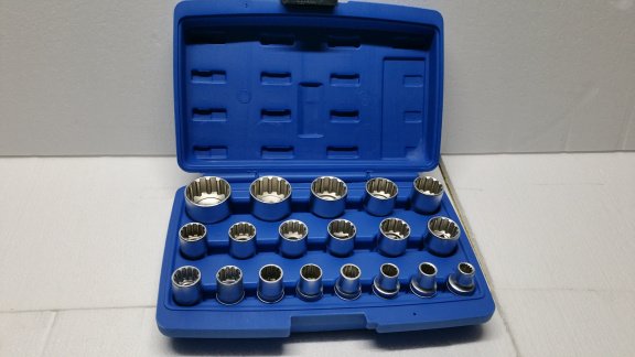 doppen set 19-delig multilock/gearlock past op torx / inch / 6 kant /12 kant bouten en moeren. - nr. 1
