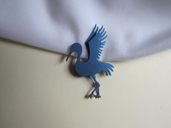 Broche blauw metalen ooievaar 5.4x3.5 cm - Afbeelding 6