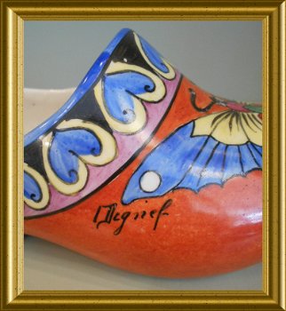 Oud Frans art deco klompje : vlinder, Irma Dignef // signed Irma Dignef clog - 6