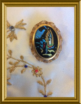 Oude broche : Lourdes, vlindervleugels, butterfly wings brooch - 4