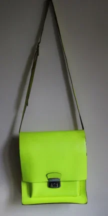 Leren schoudertas - Wasthings - fluor geel