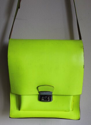 Leren schoudertas - Wasthings - fluor geel - Afbeelding 2