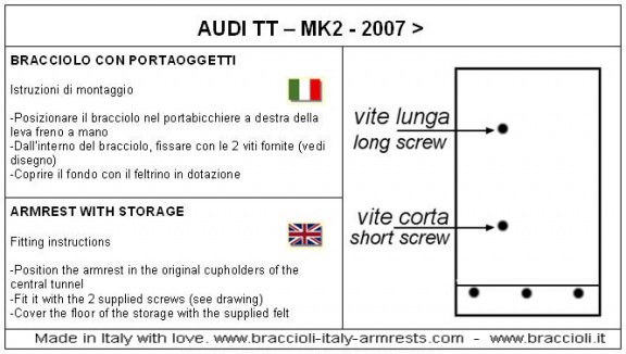 Armsteun Audi TT incl Roadster 8/06-14 skai Bracciol - 7