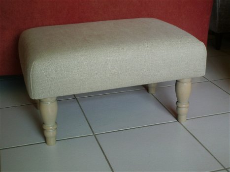 Footstool 41x62cm - UNI linnen - 550 grijs/wit - NIEUW !! - 1
