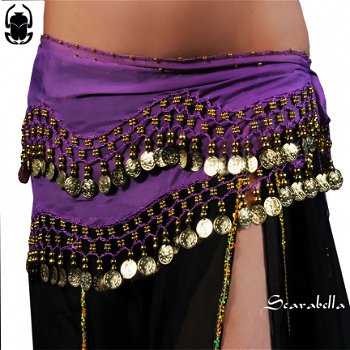 SCARABELLA buikdanskleding heupsjaal bellydance hipscarf belt paars - 1