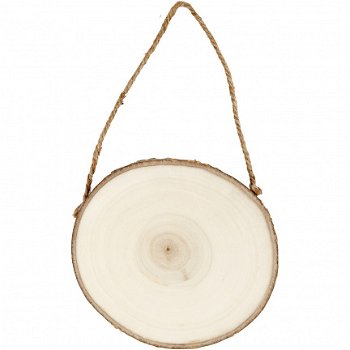 Wandbordje houten schijf rond 12-14 cm - 1 stuk - 1