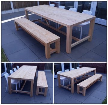 Tuintafel douglas hout. Nieuw op maat gemaakt - 3