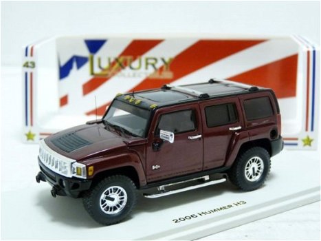 1:43 Luxury Hummer H3 2006 metallic rood 4x4 SUV - 1