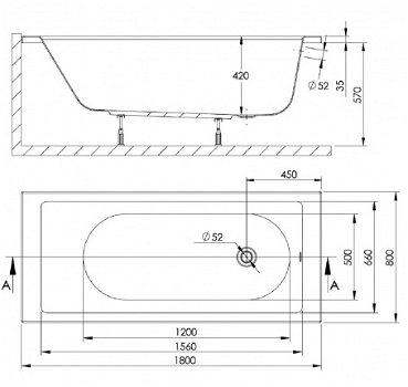 Sanifun inbouw ligbad Charis 1800 x 800 - 3