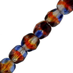 Czech Fire polished facet kralen 4mm Crystal amber rainbow - 1