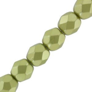 Czech Fire polished facet kralen 4mm Alabaster pastel lime - 1