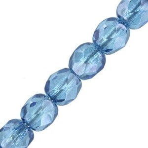 Czech Fire polished facet kralen 4mm Crystal baby blue luster - 1