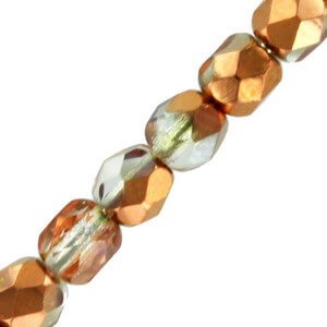Czech Fire polished facet kralen 4mm Crystal glittery amber matted - 4