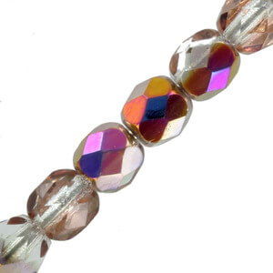 Czech Fire polished facet kralen 4mm Crystal capri gold full matted - 7