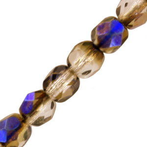 Czech Fire polished facet kralen 4mm Crystal capri gold - 5