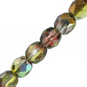 Czech Fire polished facet kralen 4mm Crystal magic green - 1