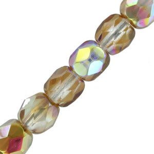 Czech Fire polished facet kralen 4mm Crystal graphite rainbow - 3