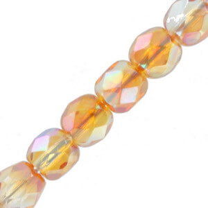 Czech Fire polished facet kralen 4mm Crystal golden rainbow - 5