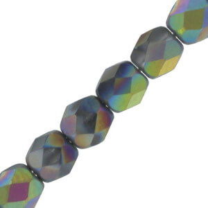 Czech Fire polished facet kralen 4mm Crystal green rainbow - 7