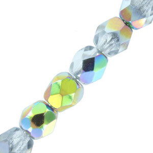 Czech Fire polished facet kralen 4mm Crystal lemon rainbow - 7