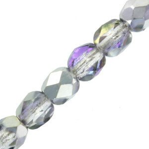 Czech Fire polished facet kralen 4mm Crystal lemon rainbow - 8