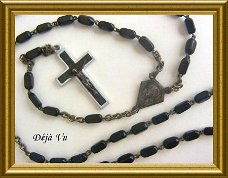 Oude zwarte houten rozenkrans // vintage wooden rosary, black
