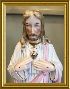 Oud porseleinen heilig hart beeld : Jezus