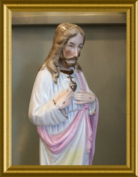 Oud porseleinen heilig hart beeld : Jezus - 4