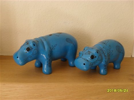 decoratieve blauwe nijlpaardjes - 1