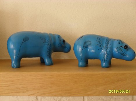 decoratieve blauwe nijlpaardjes - 3
