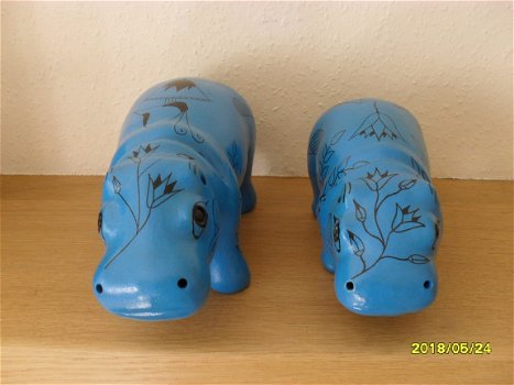 decoratieve blauwe nijlpaardjes - 4
