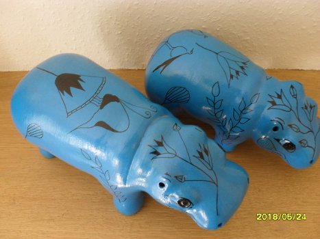 decoratieve blauwe nijlpaardjes - 6