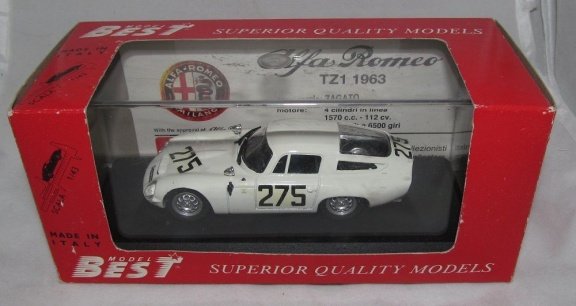 1:43 Best 9060 Alfa Romeo TZ 1 Monza 1963 Zagato wit #275 - 0