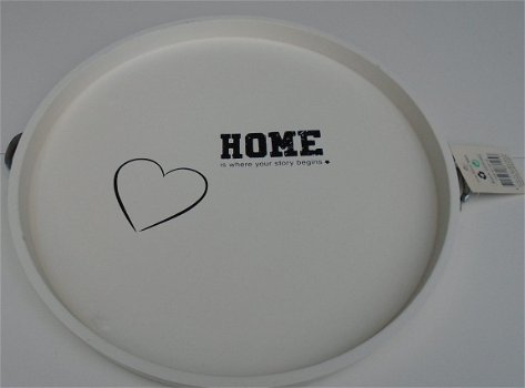 DIENBLAD ROND MDF WIT TEKST HOME NIEUW - 1