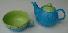 TEA FOR ONE SET BLAUW GROEN 2 stuks Nieuw