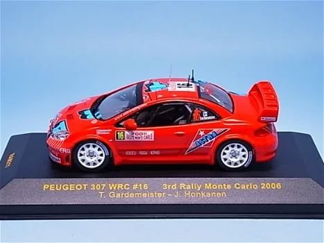 1:43 Ixo Peugeot 307 WRC 2006 rally Monte Carlo rood 