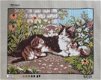 VOORBEDRUKT BORDUURSTRAMIEN , POES met 3 KITTEN 6025 - 1 - Thumbnail