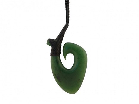 Groene jade Maori hanger in Hei Matau symbool - 1