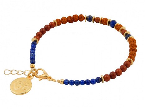 Armband met rode jaspis, rudraksha en lapis lazuli - 2