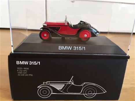 1:43 Schuco BMW 315-1 roadster zwart-rood - 0